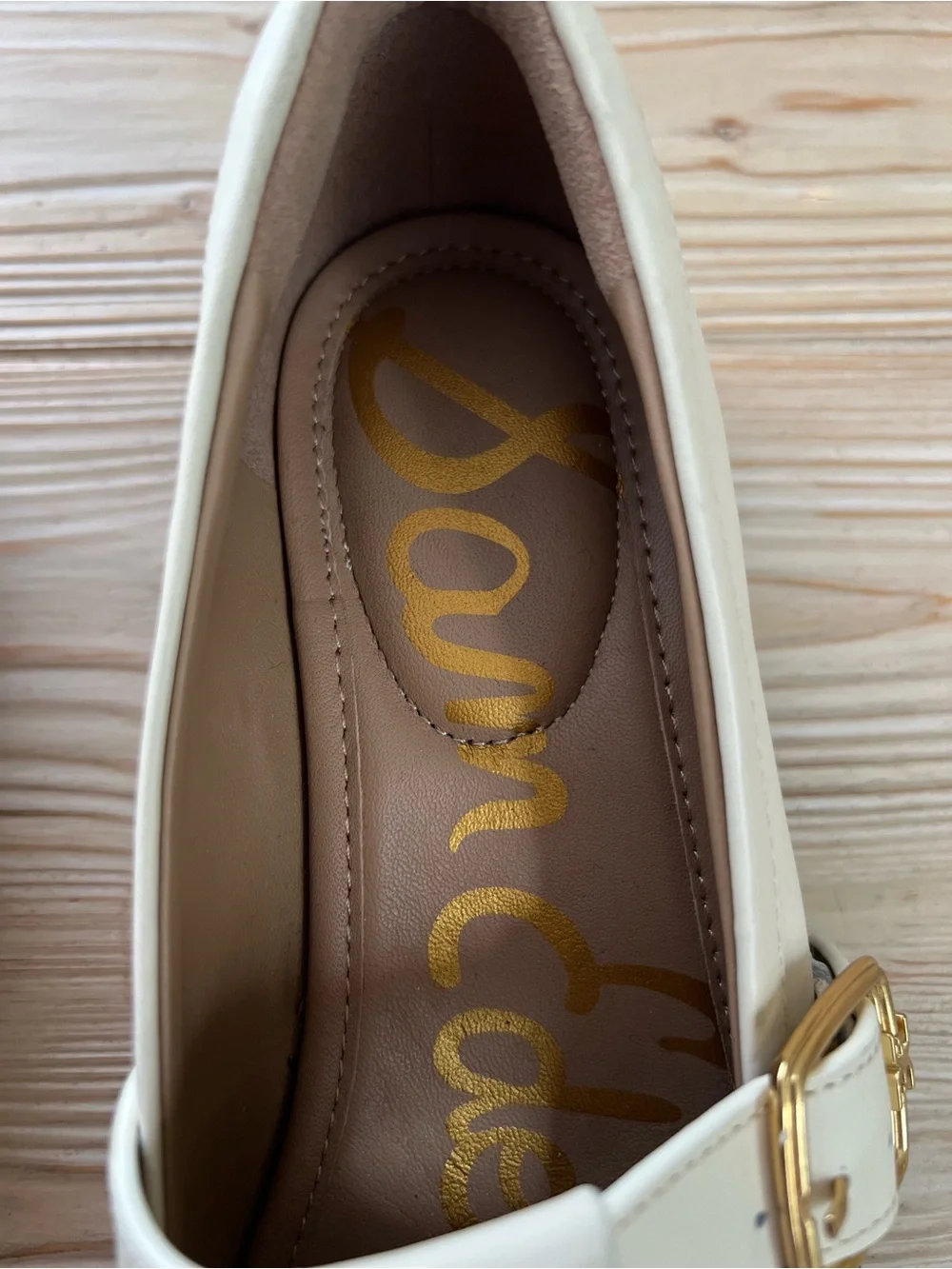 Sam Edelman Elaina Ivory Leather Buckle Loafers Size 7